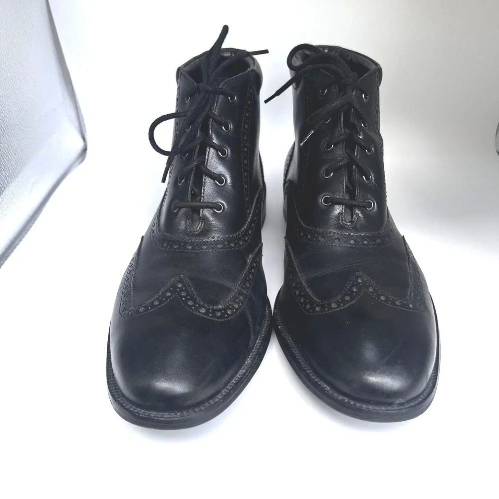Cole Haan Wingtip Boots Mens 11.5 M Black Leather Dress Brogue Lace Up